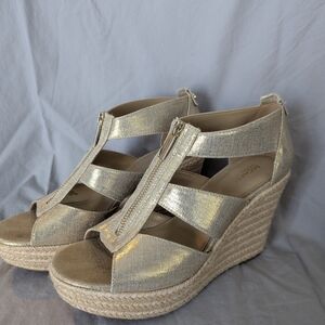 Michael Kors Metallic Gold Wedge Sandals